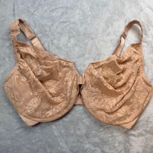 Glamorise 9245 Front Close Lace T-Back Wonderwire Bra Tan Beige 40G US